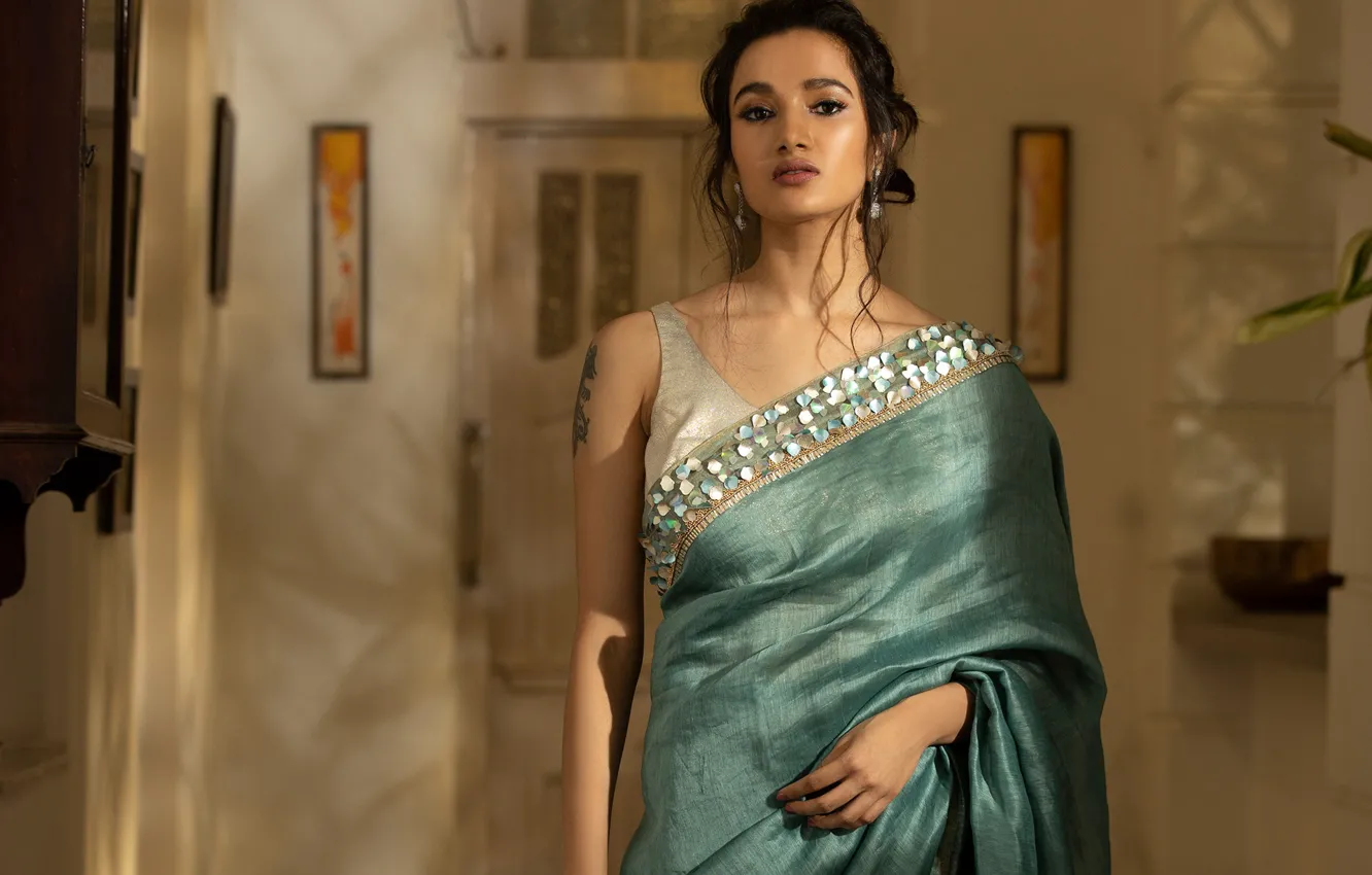 Фото обои hot, model, beauty, indian, bollywood, saree, traditional sari