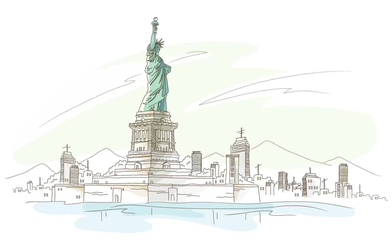 Фото обои америка, статуя свободы, нью йорк