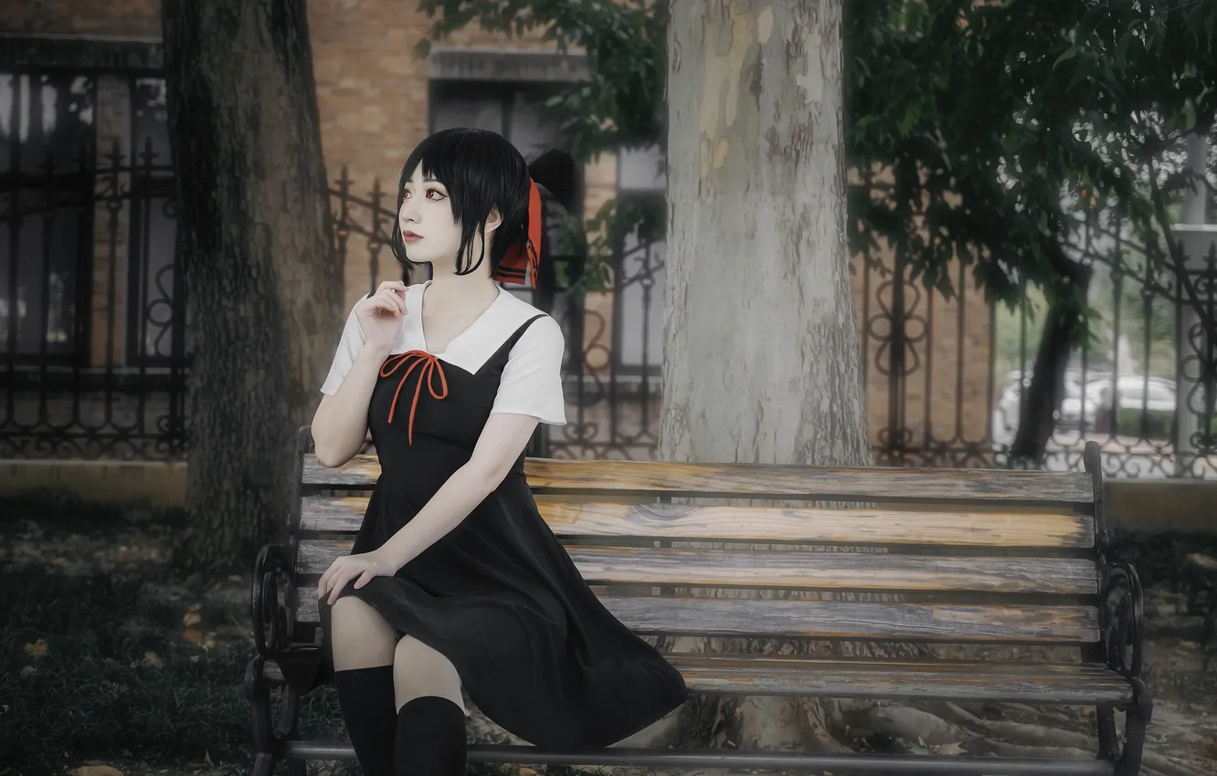 Фото обои Beautiful, Asian, Model, Tree, Woman, Emo, Pretty, Sitting