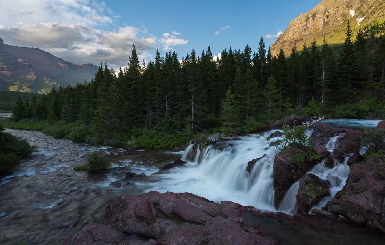 Фото обои водопад, Монтана, США, Glacier National Park, Montana