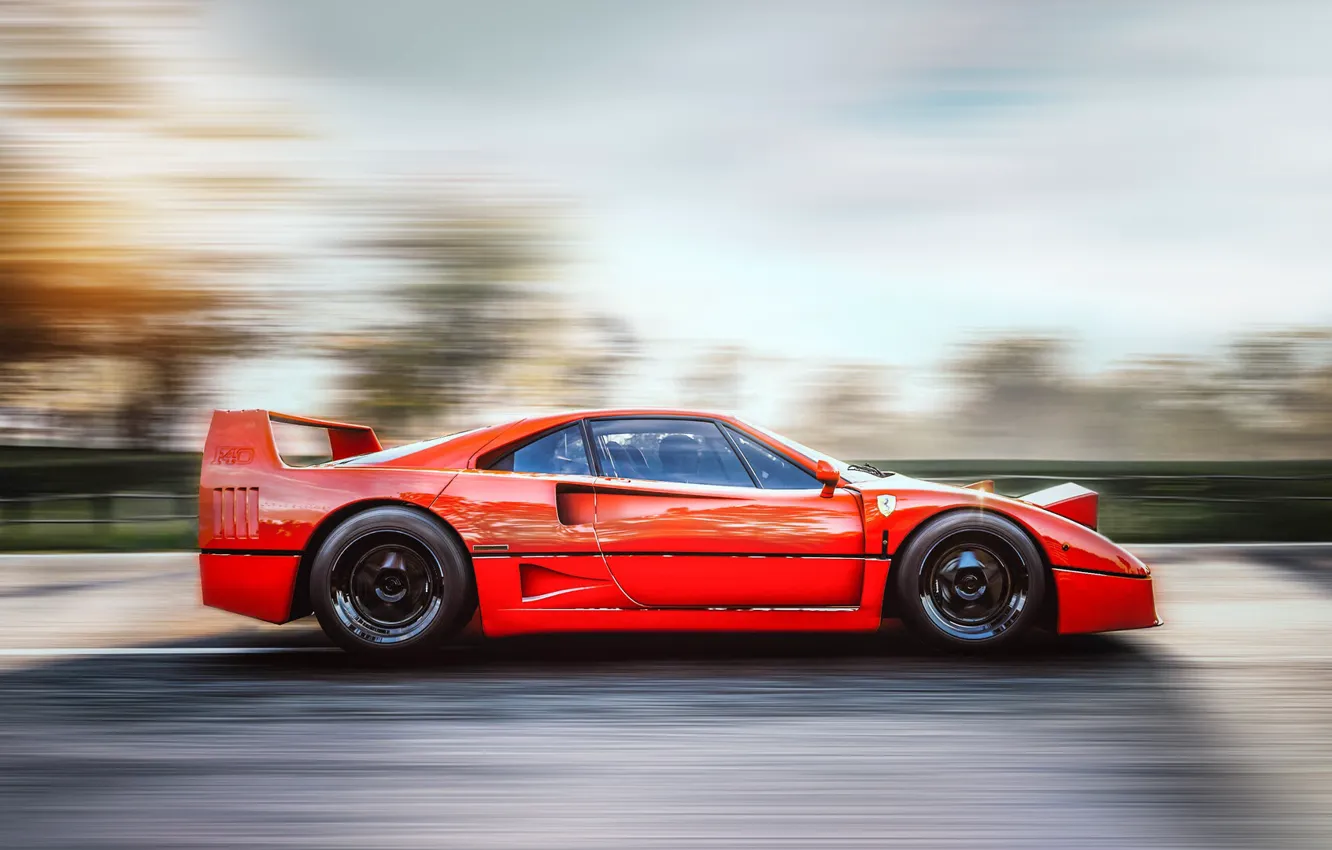 Фото обои Красный, Авто, Машина, Скорость, Red, Game, Ferrari F40, Forza Horizon 4