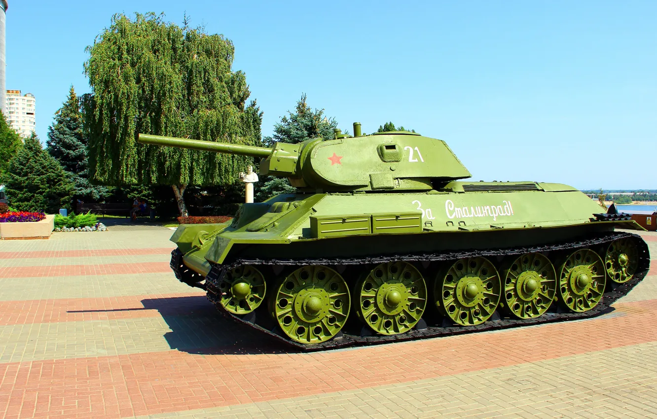 Фото обои Танк, Т-34-76, Волгоград, Музей-панорама Сталинградская битва