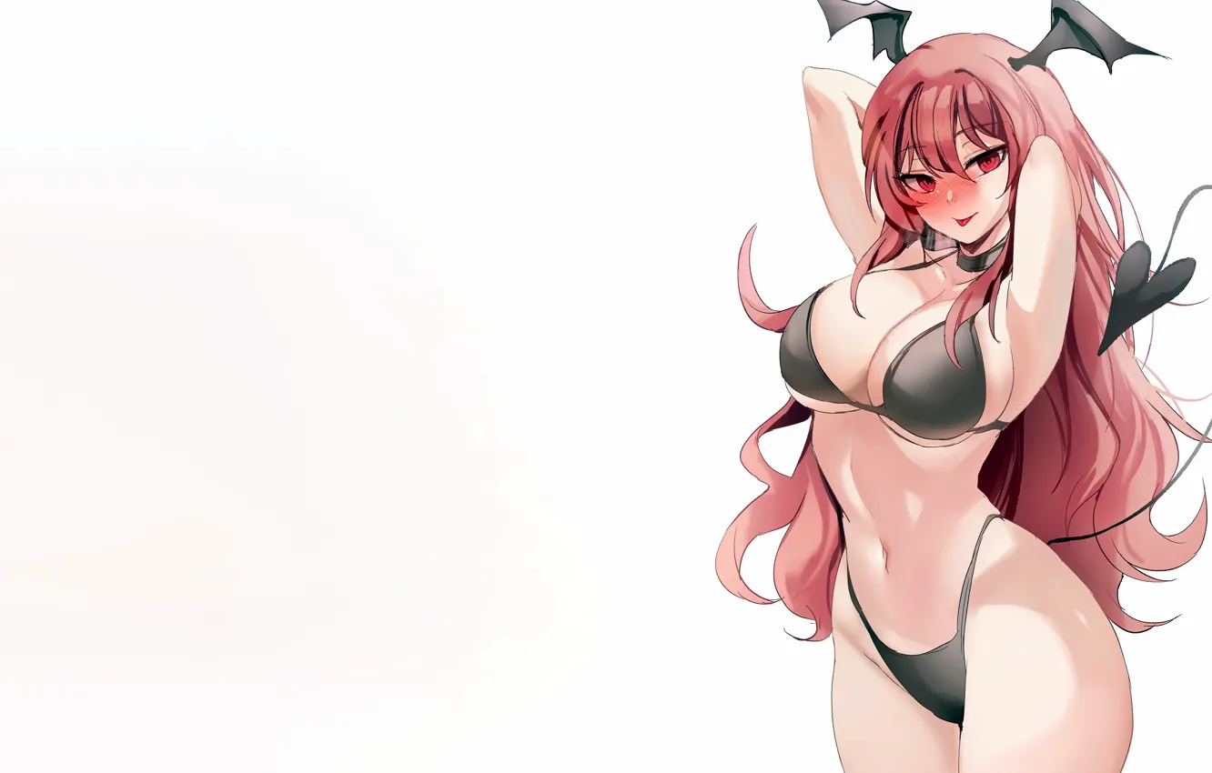 Фото обои girl, sexy, lingerie, pantsu, bra, cleavage, panties, pink hair