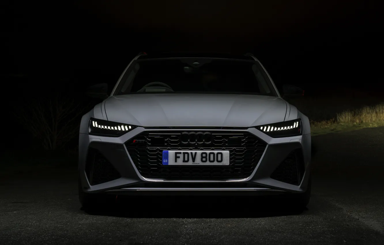 Фото обои ночь, Audi, вид спереди, универсал, RS 6, 2020, 2019, V8 Twin-Turbo