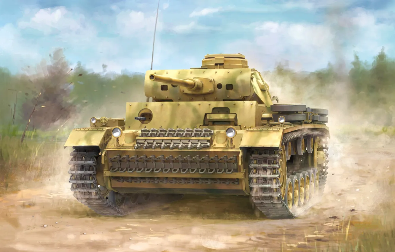 Фото обои Германия, Танк, Panzerwaffe, Средний Танк, Pz.III, Pz.Kpfw III Ausf J