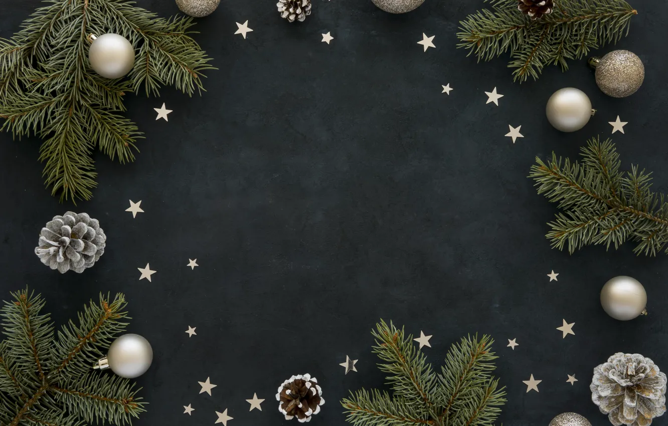 Фото обои украшения, шары, Рождество, Новый год, christmas, balls, шишки, wood