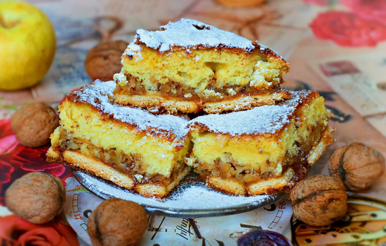 Фото обои Cake, Орехи, Пирог