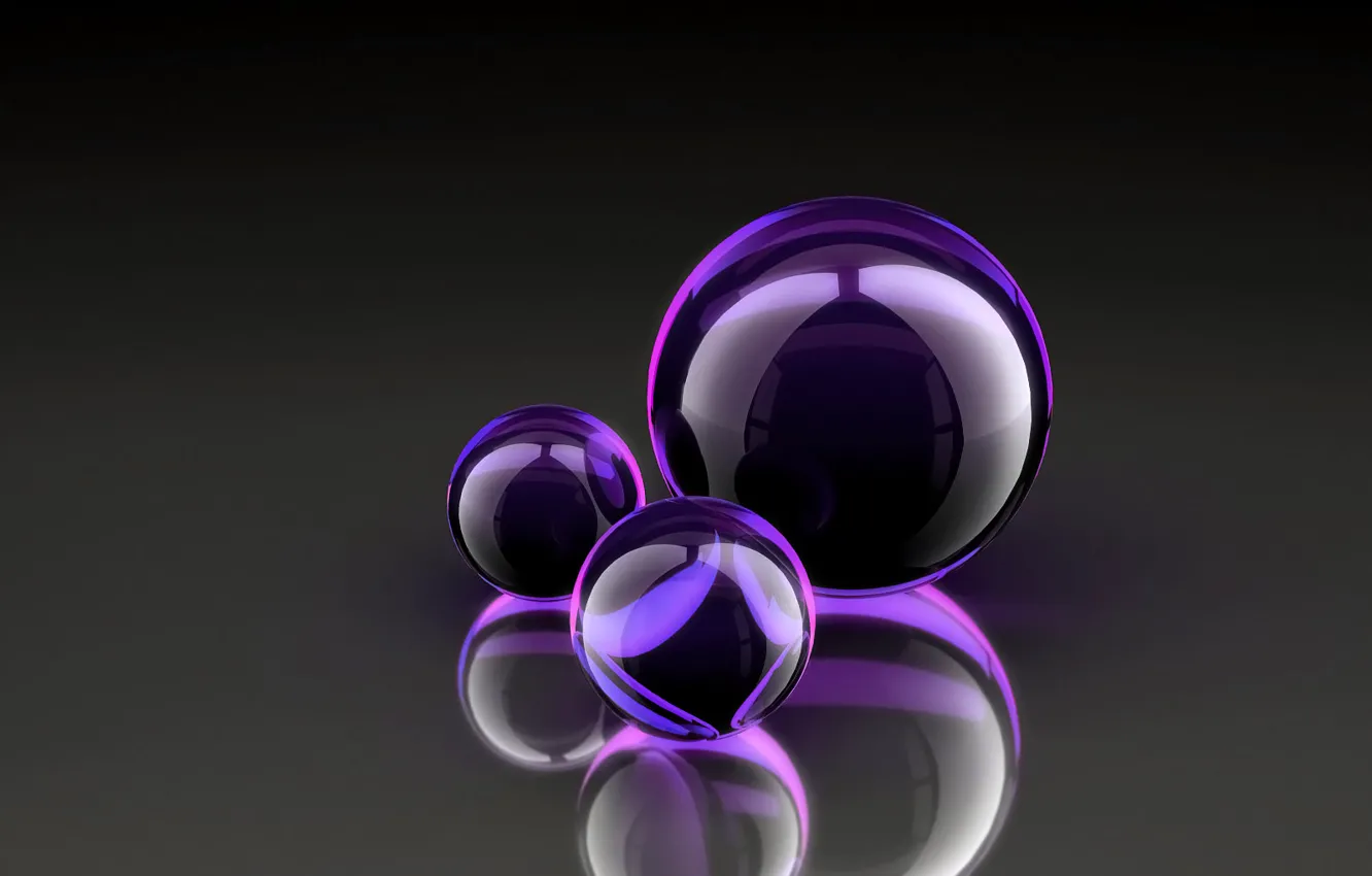 Фото обои стекло, шары, отблеск, пурпурные