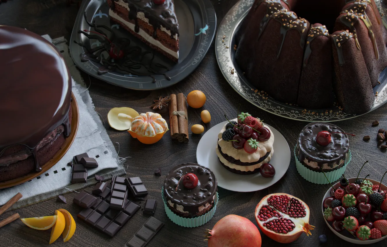 Фото обои торт, пирожное, фрукты, cake, десерт, сладкое, sweet, кекс