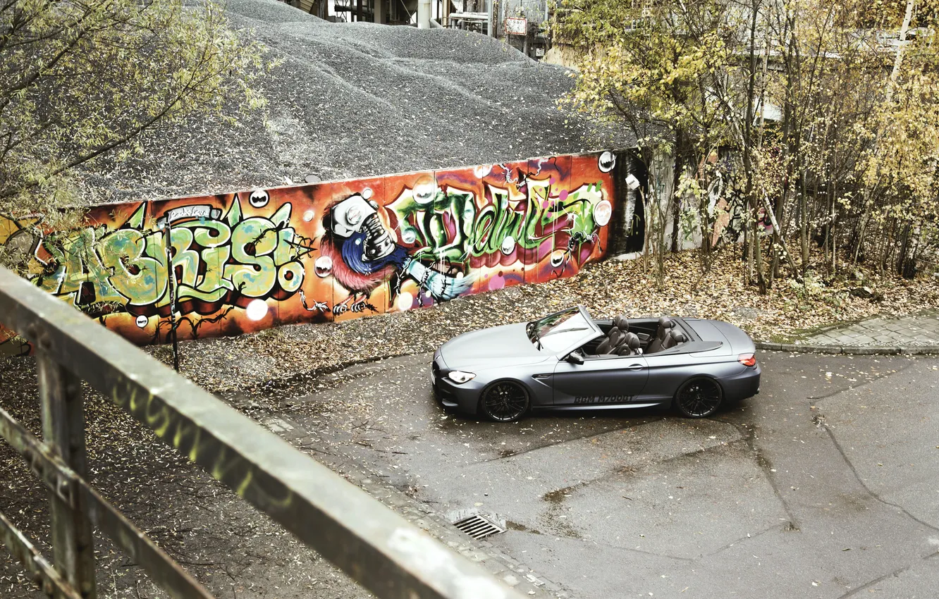 Фото обои граффити, Авто, Черный, BMW, Машина, Кабриолет, Вид сверху, Матовый