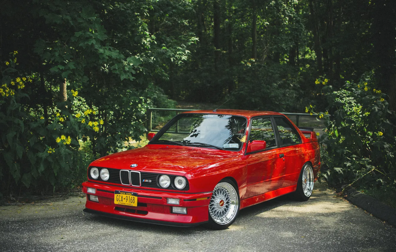 Фото обои бмв, BMW, red, красная, tuning, e30