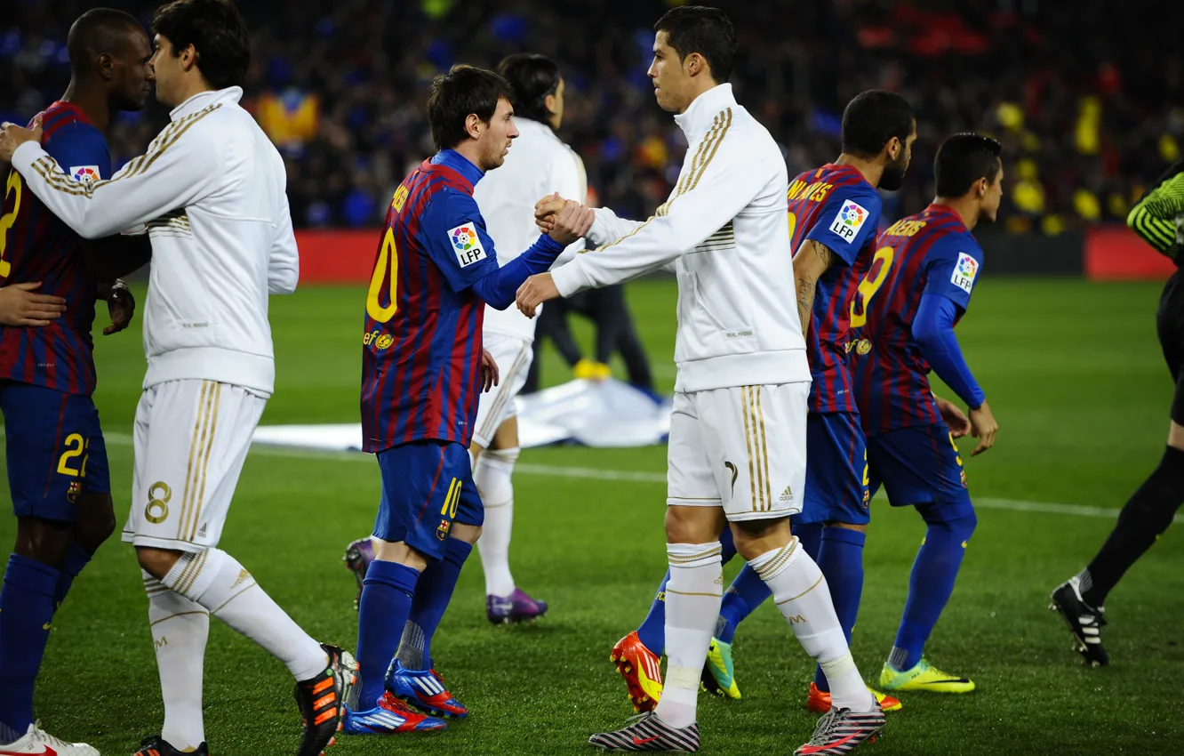 Фото обои Спорт, Футбол, Cristiano Ronaldo, Лионель Месси, Football, Реал Мадрид, Real Madrid, Криштиану Роналду