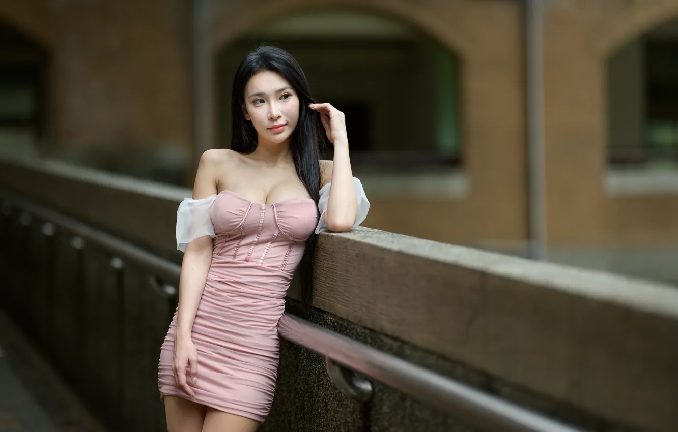 Фото обои девушка, поза, азиатка
