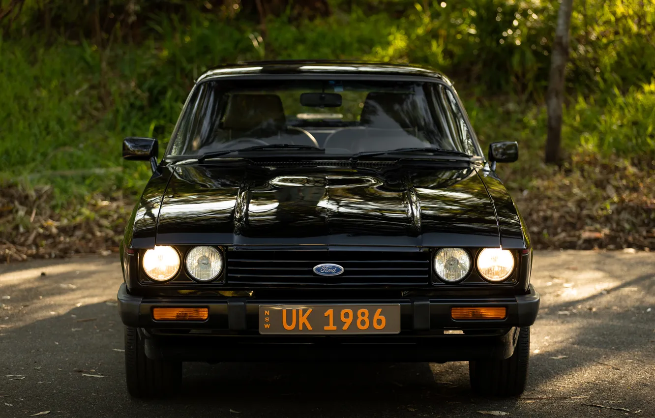 Фото обои Ford, Light, Front, Black, Road, Face, Forest, Sight