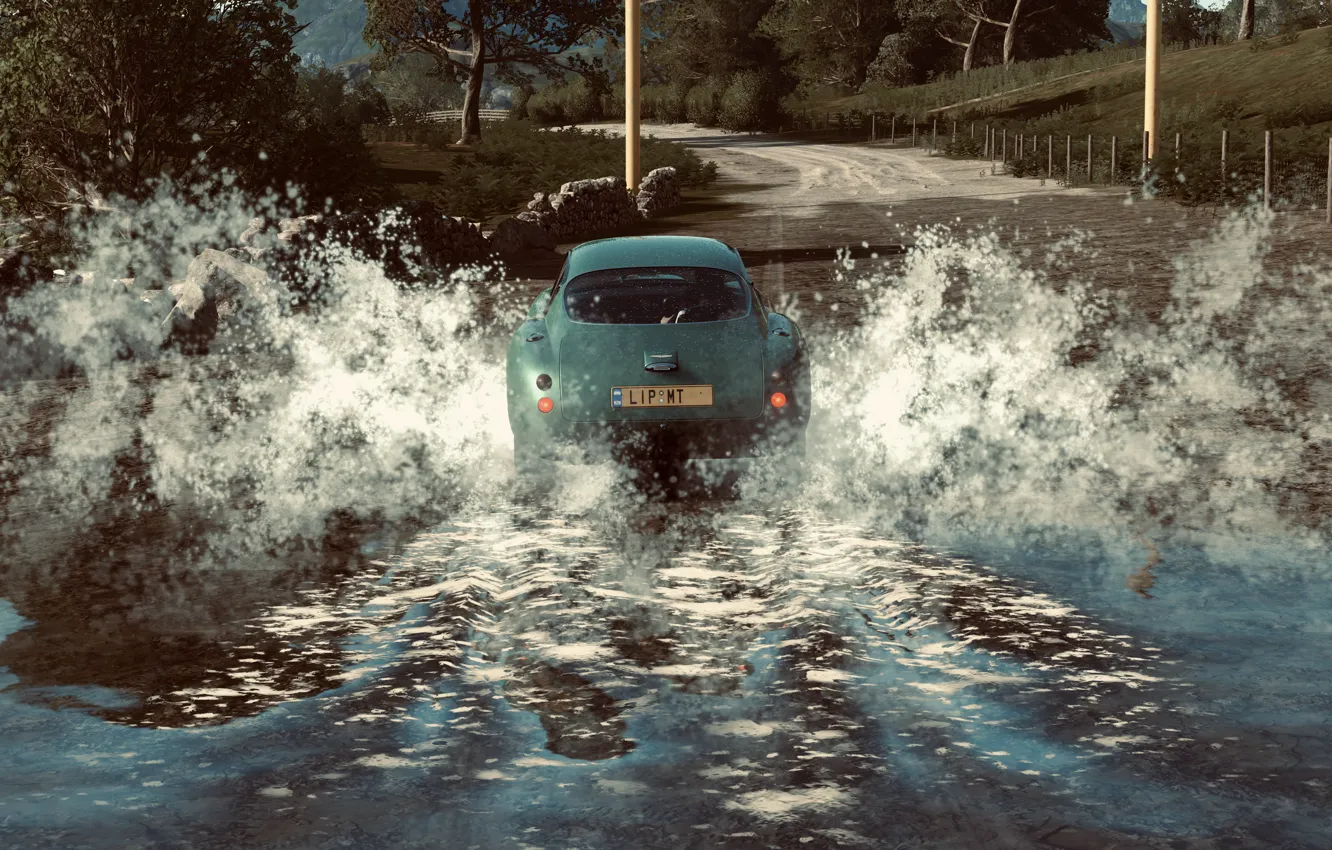 Фото обои Aston Martin, Speed, Game, River, Filter, Xbox One X, Forza Horizon 4, FH4