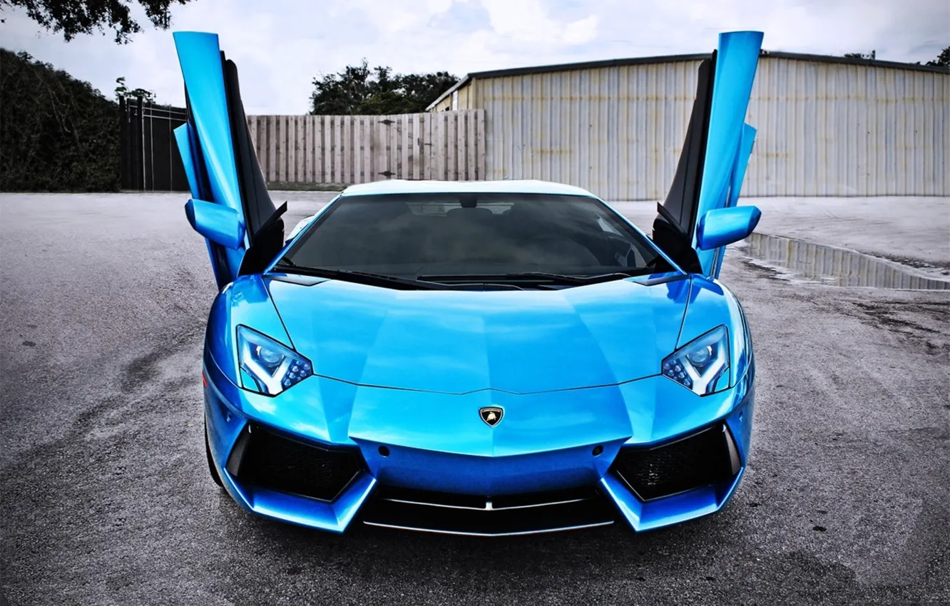 Фото обои car, вверх, Lamborghini, двери, blue, LP700-4, Aventador, door