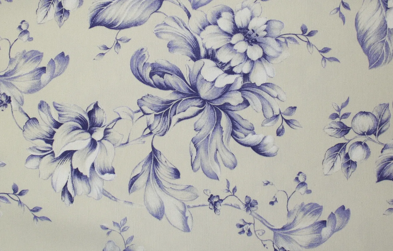 Фото обои цветы, синий, дизайн, стиль, узор, лепестки, бутон, ткань
