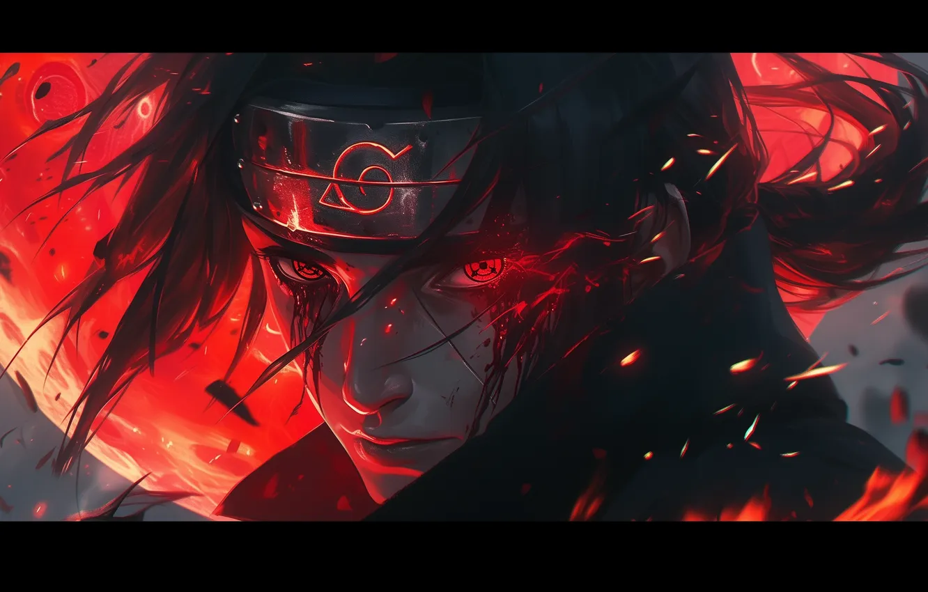 Фото обои кровь, аниме, арт, наруто, naruto, шаринган, Итачи, sharingan