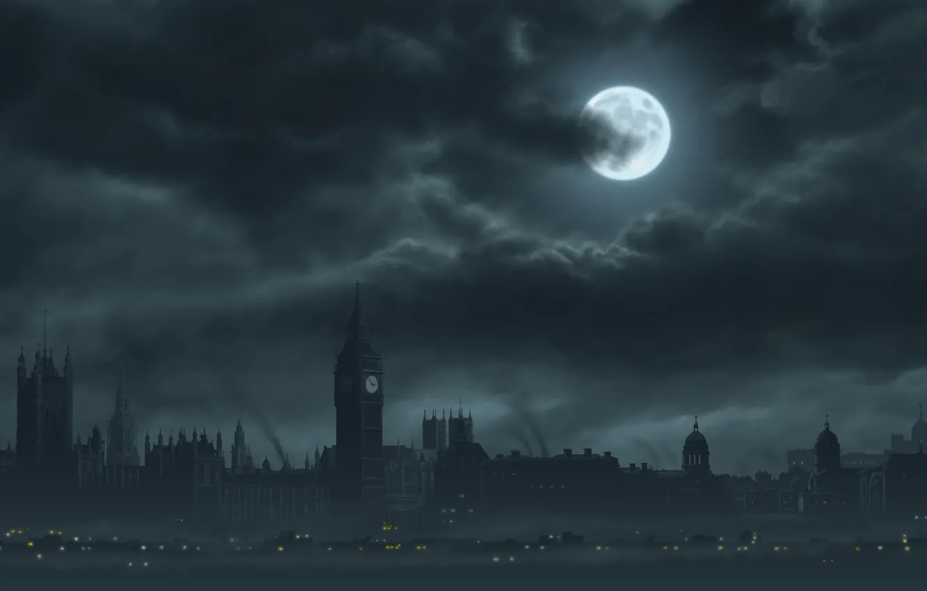 Фото обои луна, лондон, dark, london