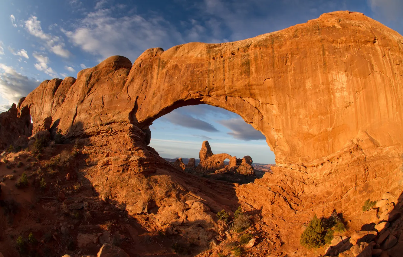 Фото обои утро, каньон, арка, южное окно, северное окно