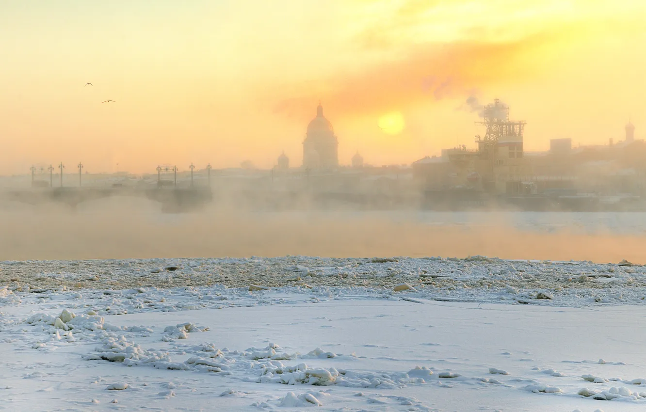 Фото обои зима, мороз, Санкт-Петербург