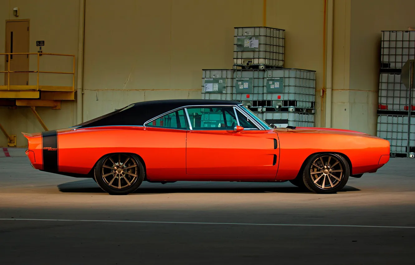 Фото обои Muscle, Orange, Coupe, 1970, Dodge Charger