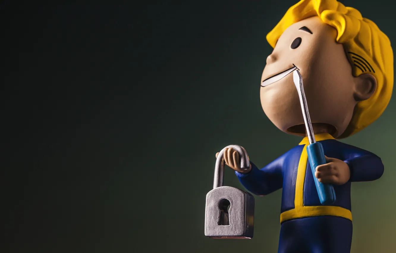 Фото обои Fallout, Bethesda Softworks, Bethesda, Фигурка, Bethesda Game Studios, Vault Boy, Волт-Бой, Взлом