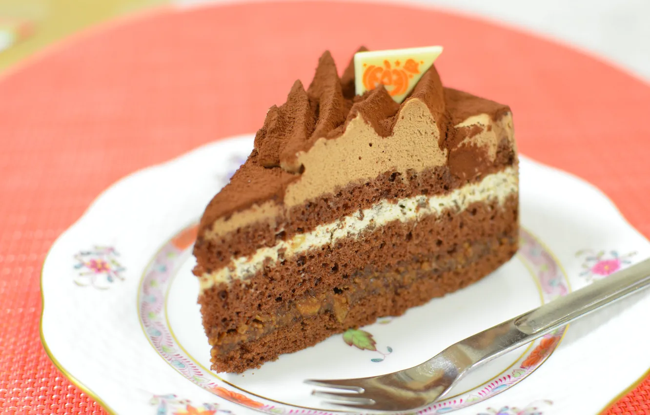 Фото обои торт, слои, крем, десерт, декор