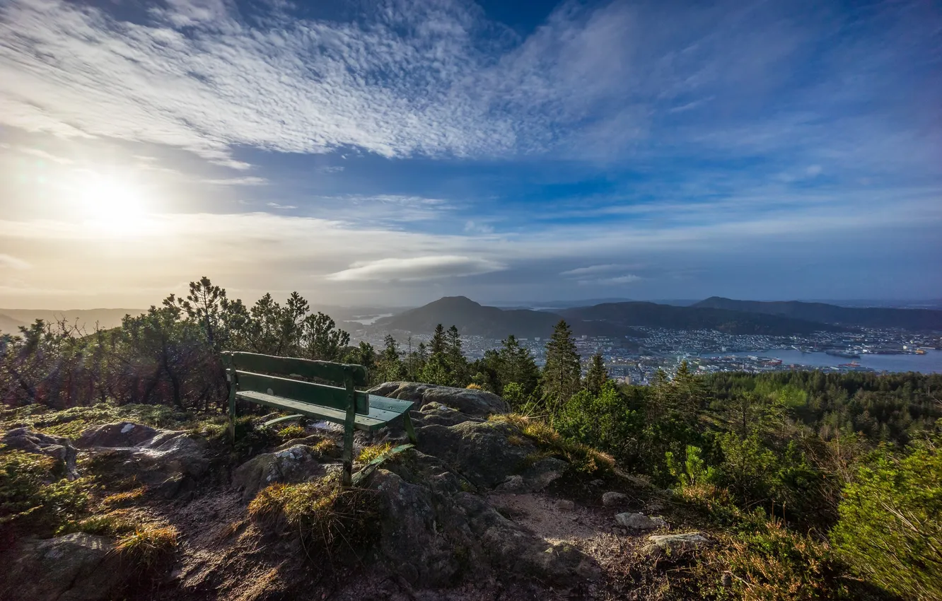 Фото обои Norway, Bergen, Floyen mountain