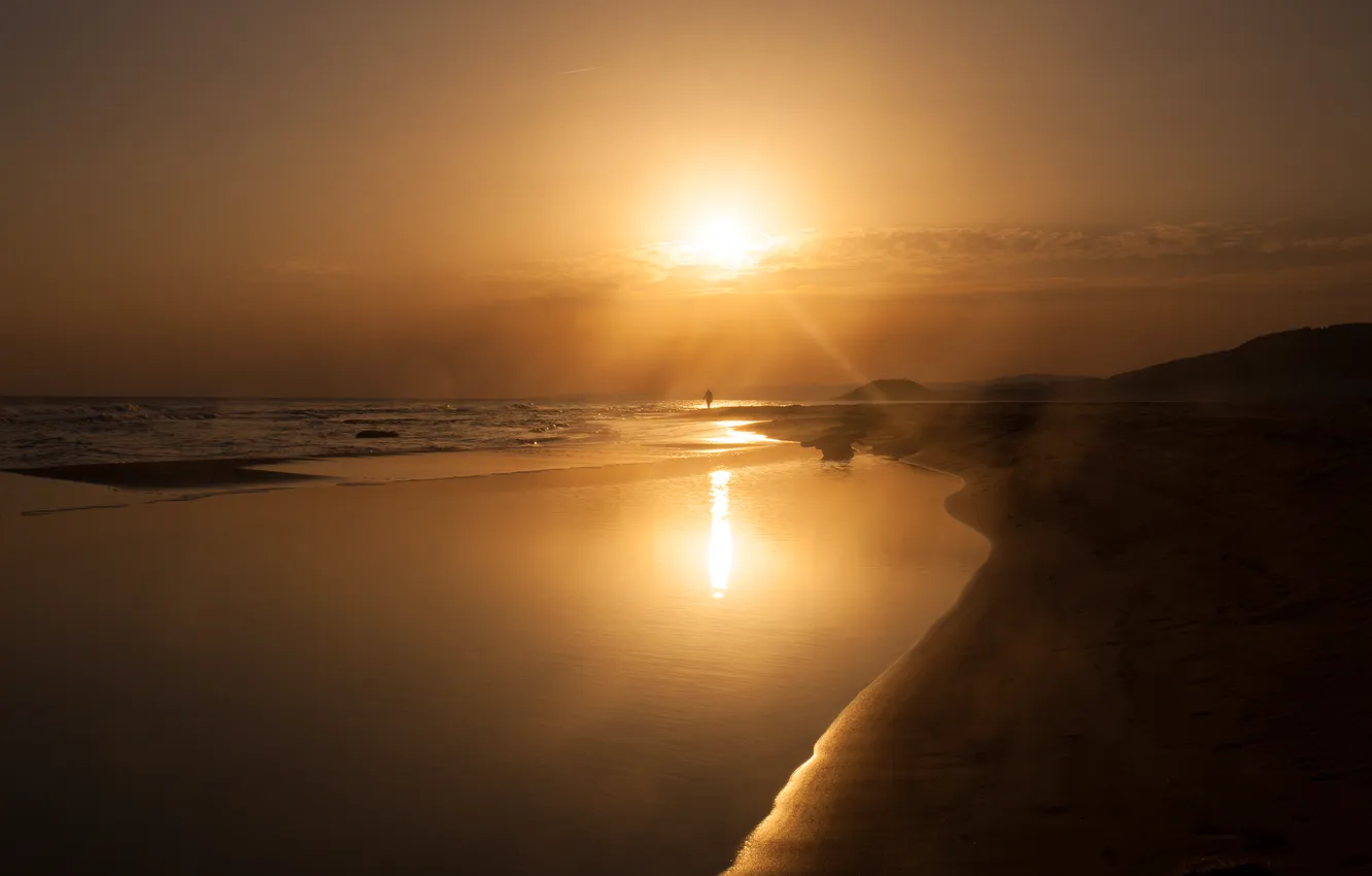 Фото обои море, пляж, закат, побережье, North Cyprus., Golden Beach