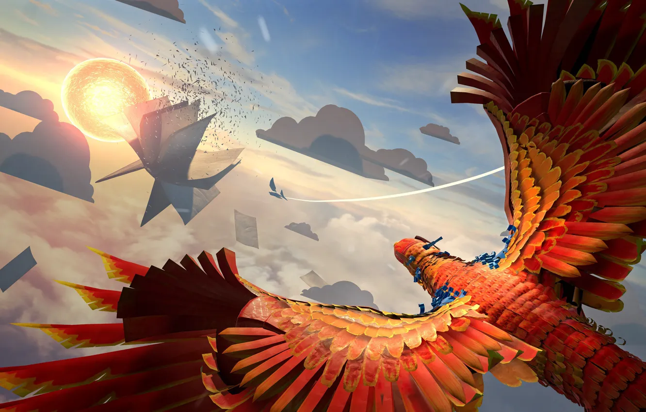 Фото обои game, sky, bird, cloud, sun, kumo, virtual reality, VR