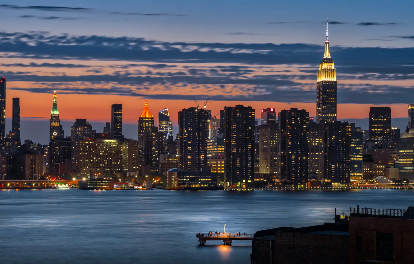 Фото обои USA, Manhattan, New York City, Empire State Building, Hudson River