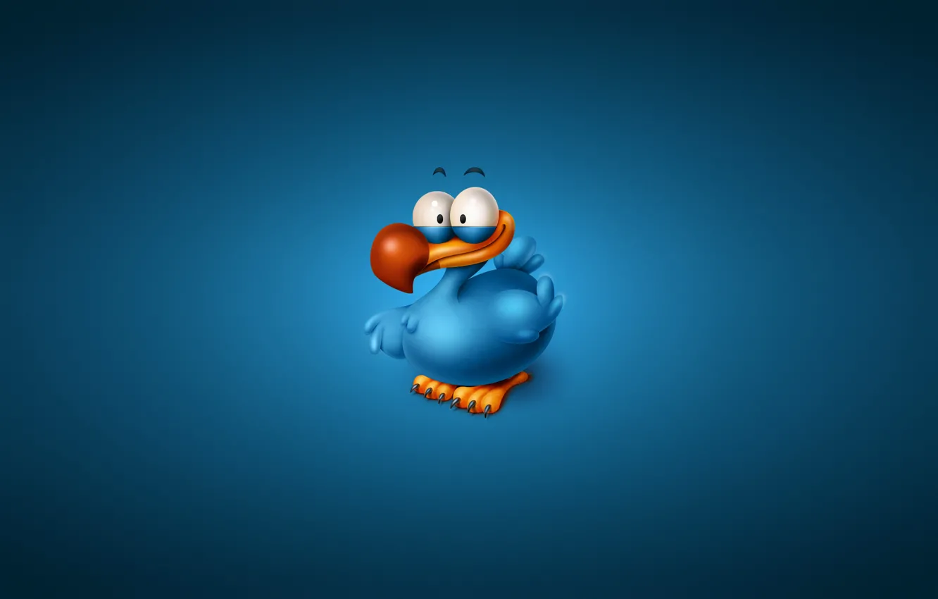 Фото обои птица, минимализм, синий фон, Titto The Dodo