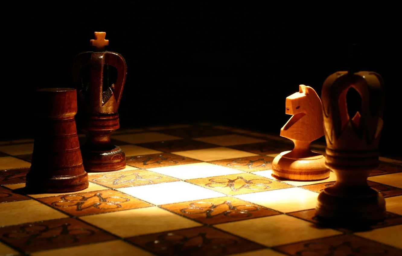 Фото обои макро, свет, игра, тень, шахматы