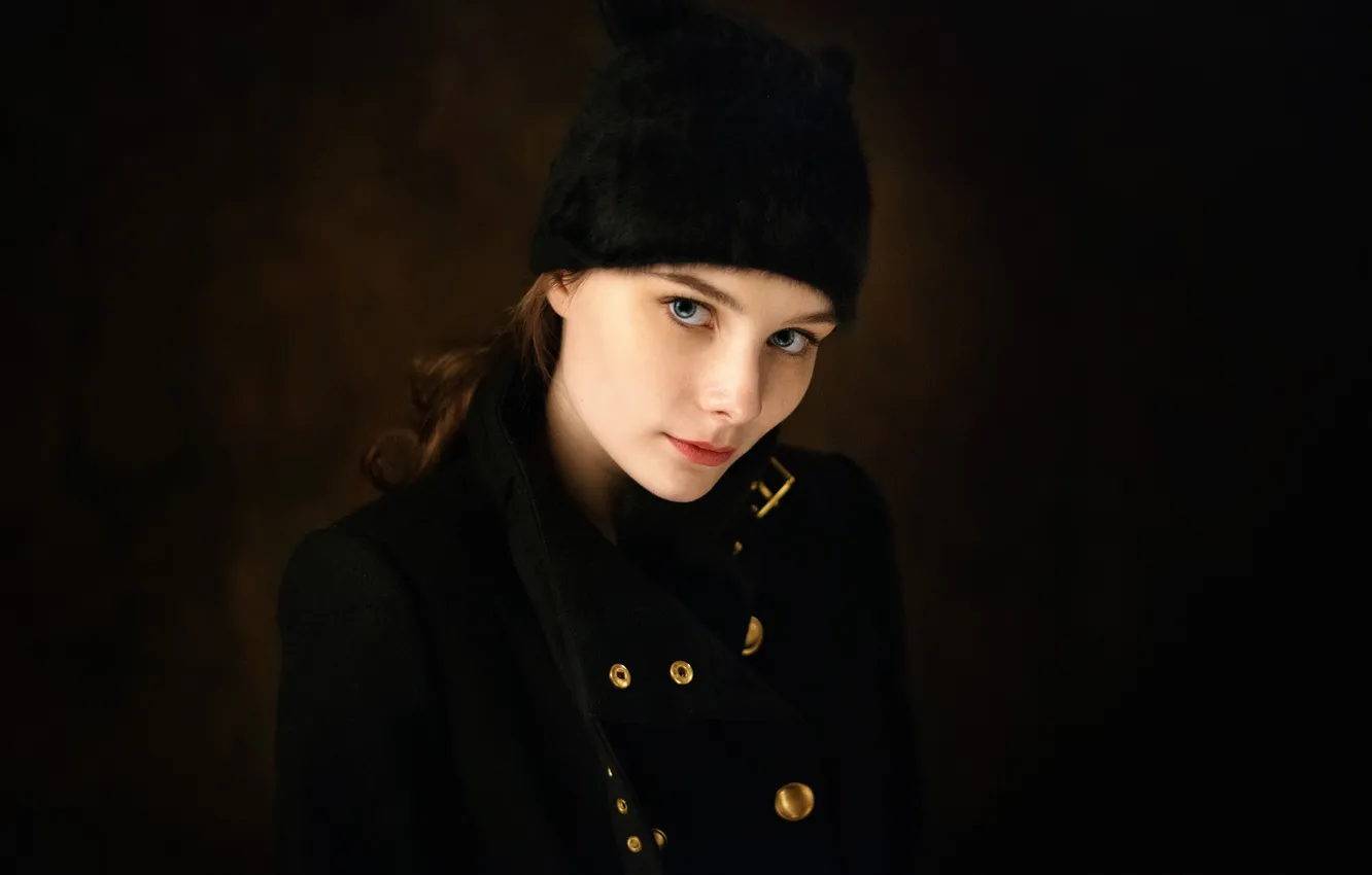 Фото обои шапка, портрет, пальто, Anastasia Tonitsoy