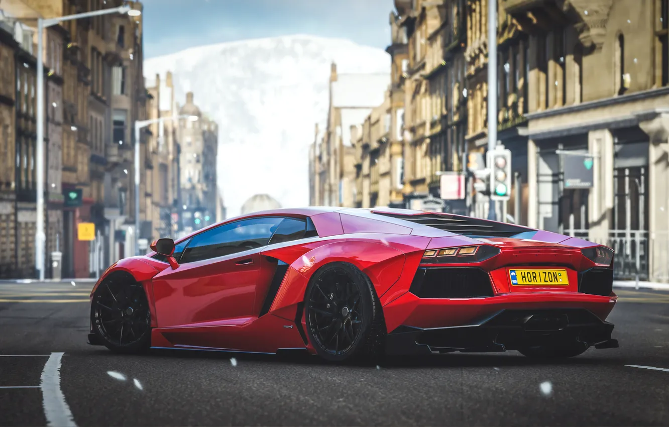 Фото обои Lamborghini, Microsoft, tuning, Aventador, game art, Forza Horizon 4, by Draven Redgrave