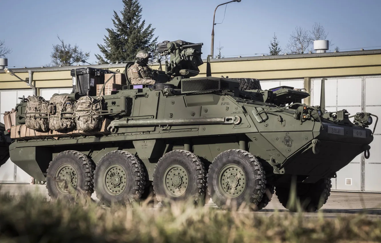 Фото обои боевая, страйкер, stryker, бронированная машина