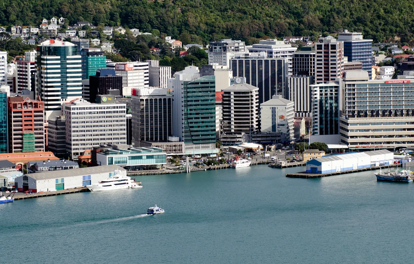 Фото обои water, waterfront, landmark, wellington, central business district