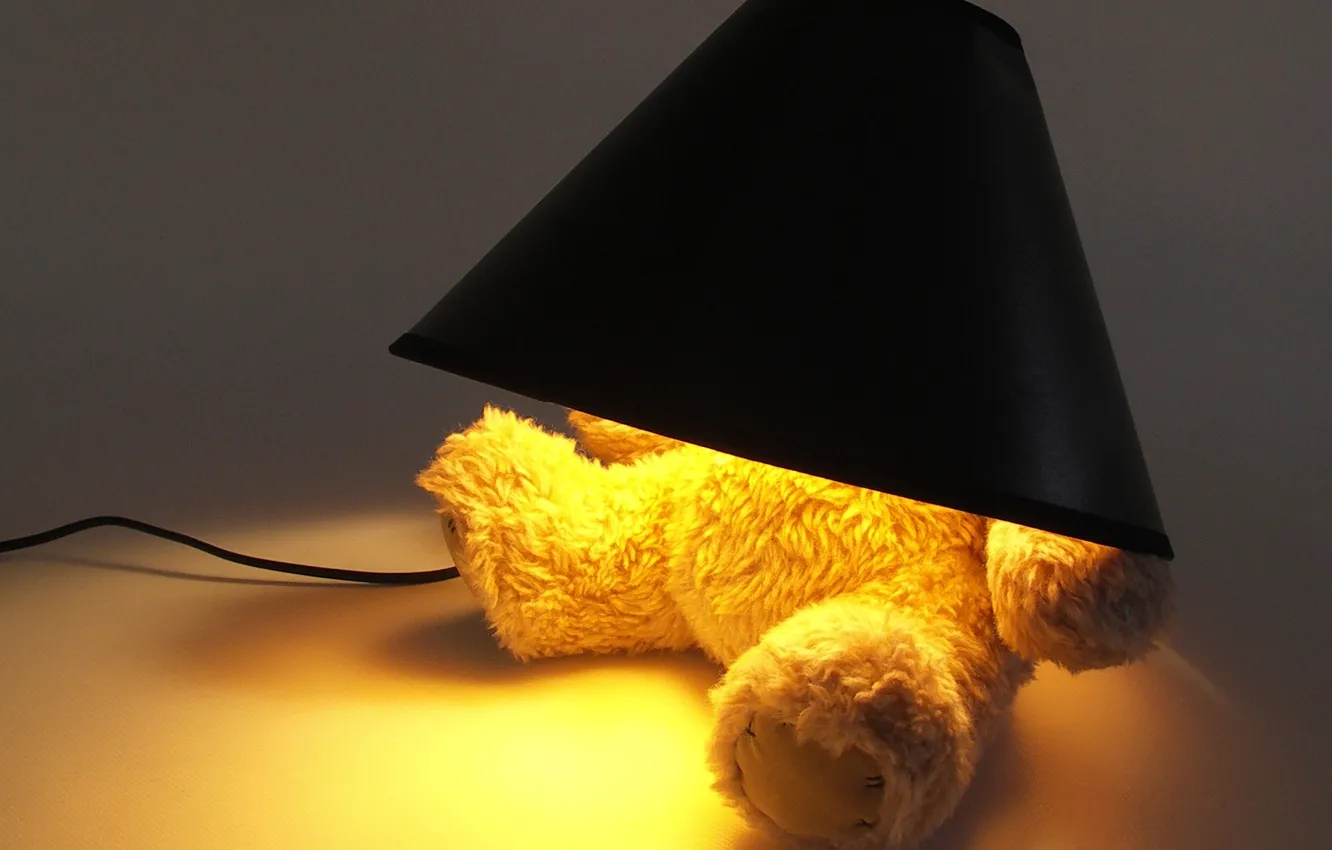 Фото обои лампочка, креатив, светильник, мишка тедди, оригинально, teddy bear, абажур