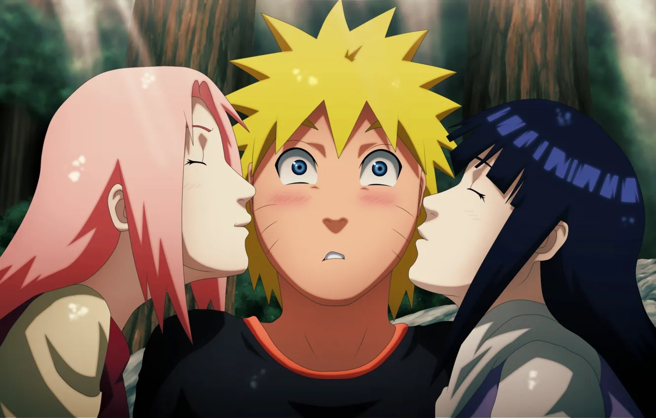 Фото обои love, game, Naruto, Sakura, anime, kiss, ninja, asian