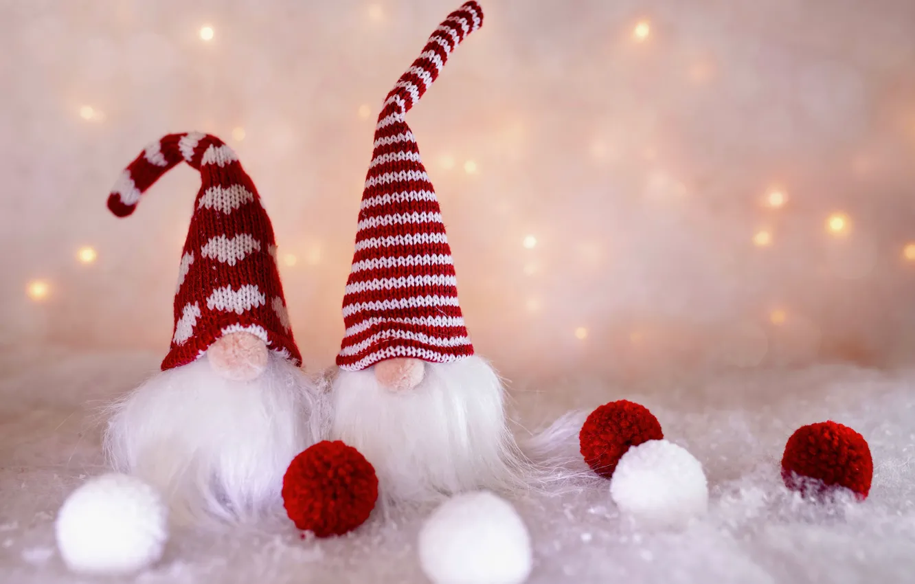 Фото обои зима, шарики, снег, праздник, шары, игрушки, огоньки, Рождество