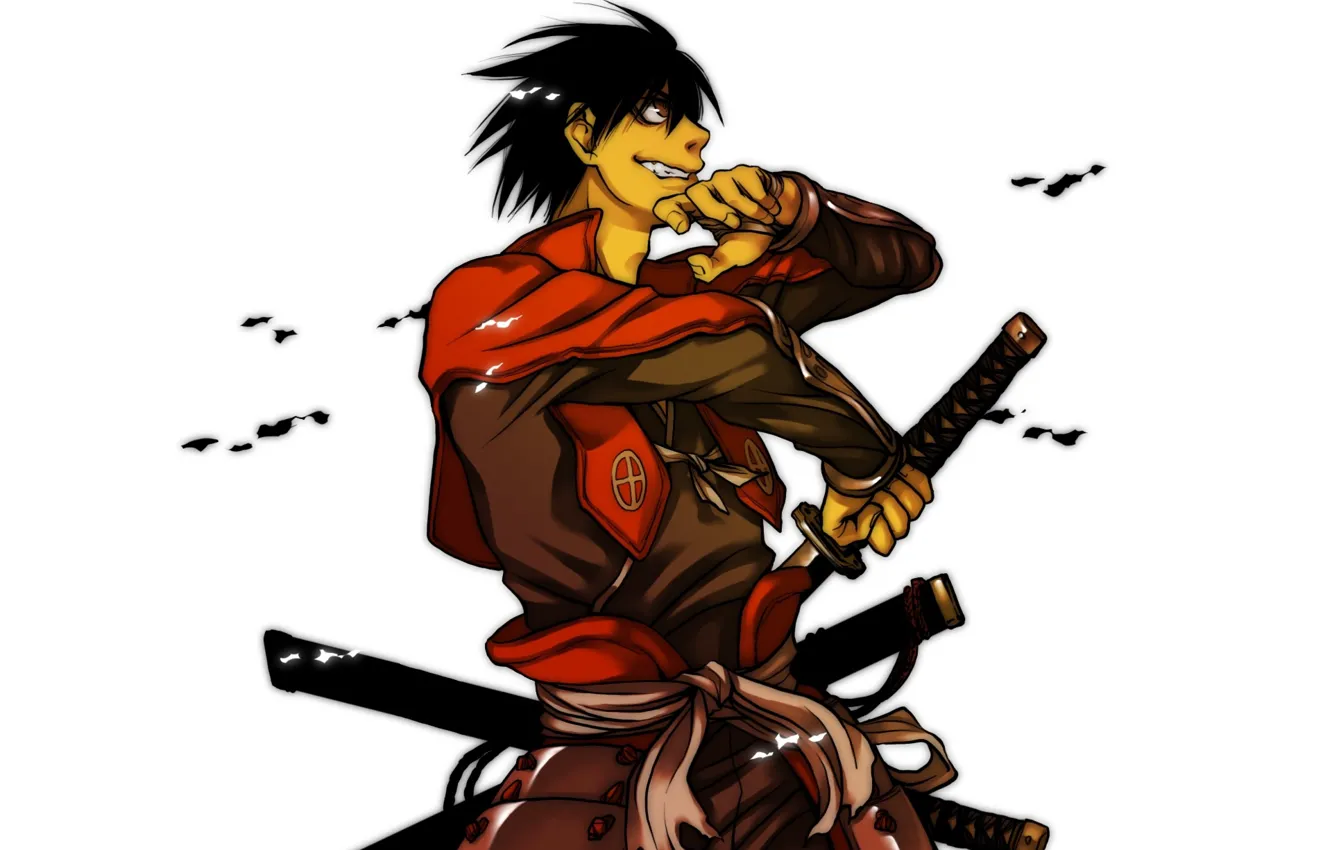 Фото обои фон, аниме, арт, самурай, парень, Shimazu Toyohisa, Drifters