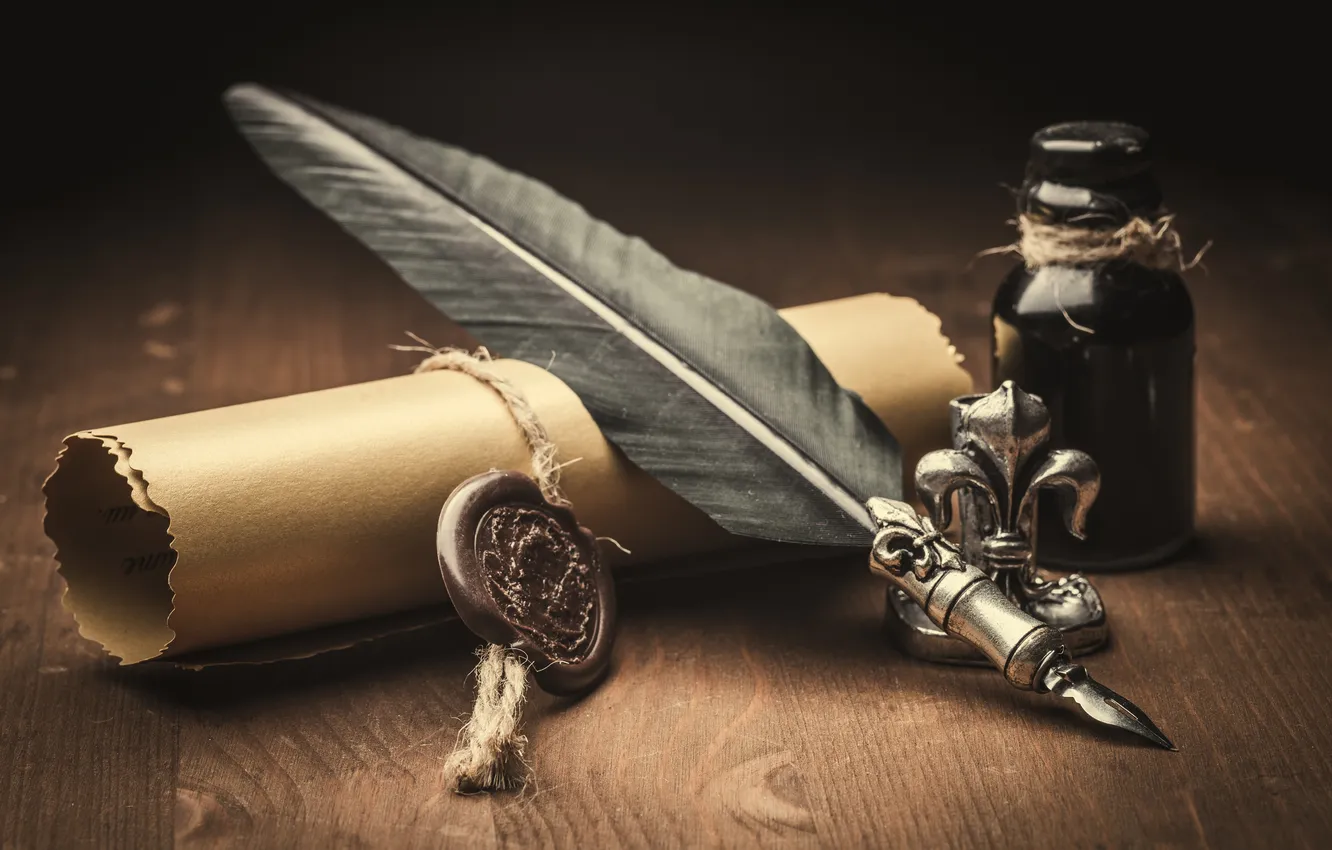 Фото обои life, letter, instrument, mail, inkwell, impress, inkstand, manuscript