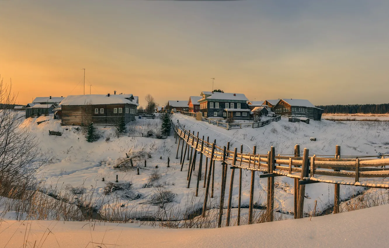 Фото обои деревня, Архангельская область, Верхняя Паленьга