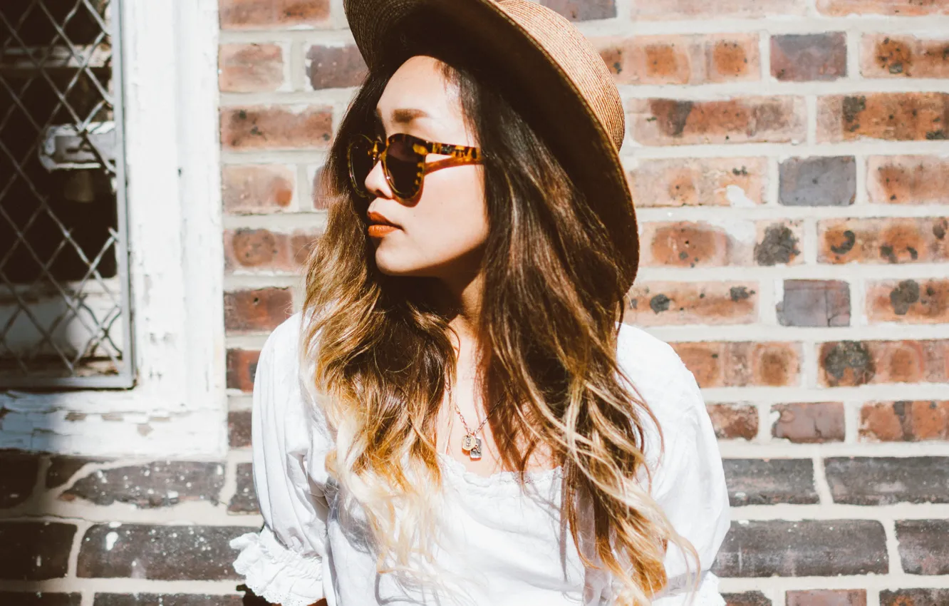 Фото обои девушка, шляпа, профиль