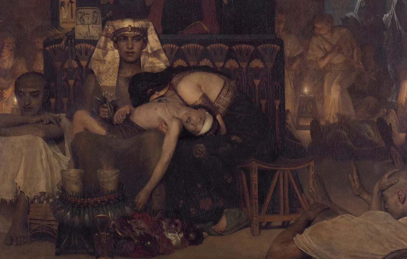 Фото обои картина, история, мифология, Lawrence Alma-Tadema, Лоуренс Альма-Тадема, Смерть Первенца Фараона