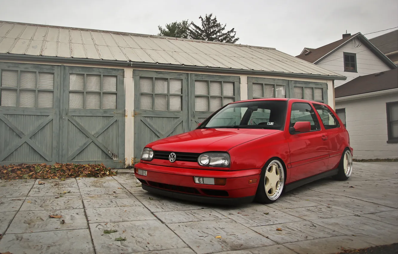 Фото обои красный, volkswagen, red, гольф, golf, фольксваген, MK3