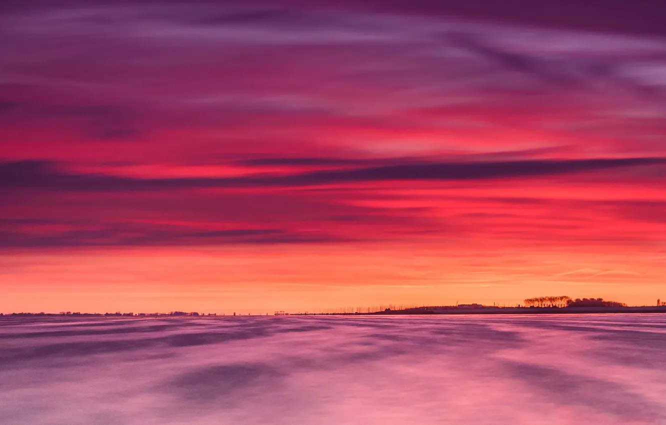 Фото обои облака, зарево, Нидерланды, Южная Голландия