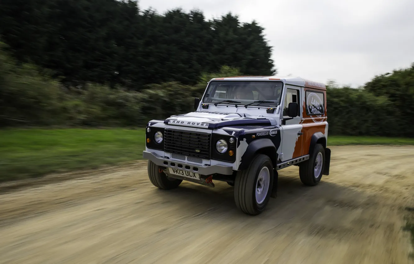 Фото обои скорость, Land Rover, Defender, 2013, 2014, Challenge, Bowler