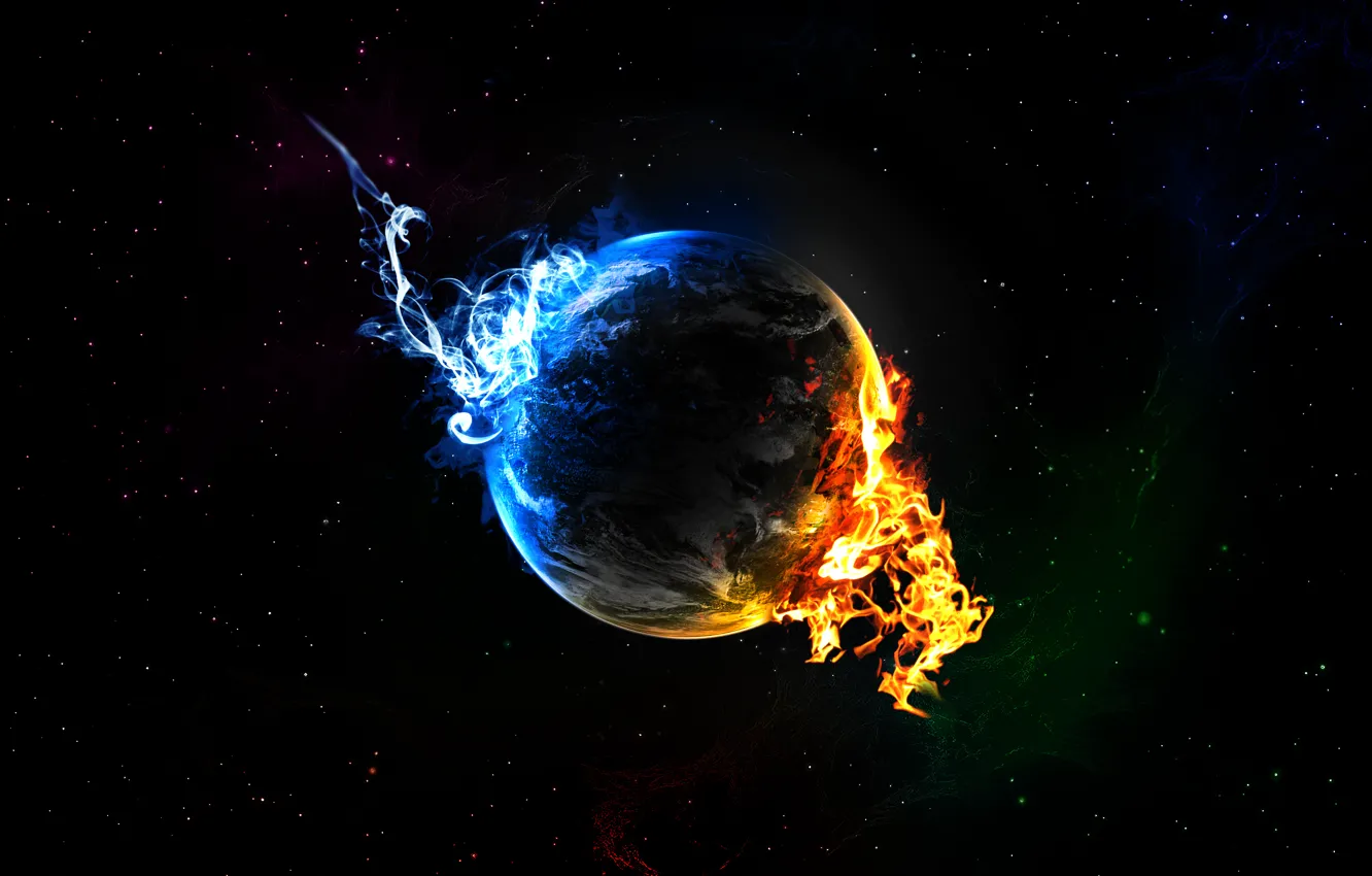 Фото обои звезды, синий, огонь, пламя, планета